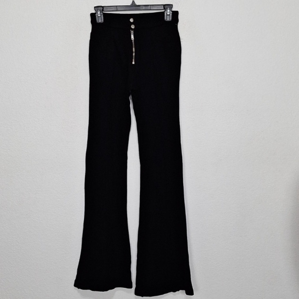 RE/DONE Designer Black High Rise Whimsigoth Retro Boho Wide Flare Pants Size XS